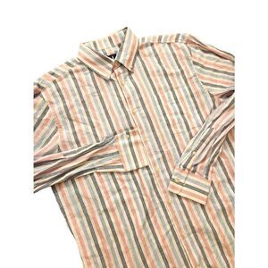 Johnnie-o men's medium chest pocket striped button up shirt multicolor cotton LS